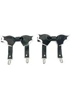 Daisy Corsets Black/White Bat Leg Garters - Daisy Corsets - Flyclothing LLC