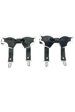 Daisy Corsets Black/White Bat Leg Garters - Daisy Corsets