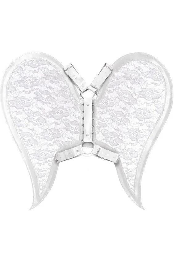 Daisy Corsets White/White Faux Leather & Lace Angel Wing Body Harness - Daisy Corsets