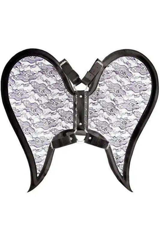 Daisy Corsets Black/Black Faux Leather & Lace Angel Wing Body Harness - Daisy Corsets - Flyclothing LLC