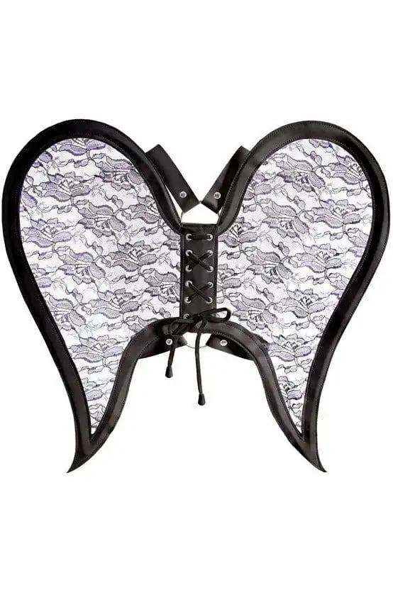 Daisy Corsets Black/Black Faux Leather & Lace Angel Wing Body Harness - Daisy Corsets - Flyclothing LLC