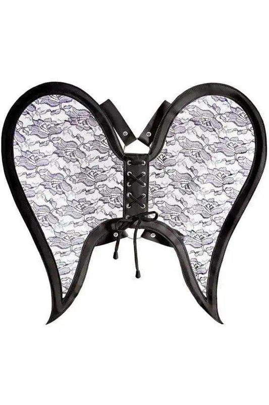 Daisy Corsets Black/Black Faux Leather & Lace Angel Wing Body Harness - Daisy Corsets - Flyclothing LLC
