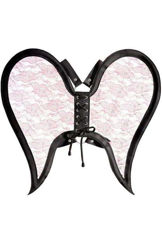 Daisy Corsets Black/Pink Faux Leather & Lace Angel Wing Body Harness - Daisy Corsets - Flyclothing LLC