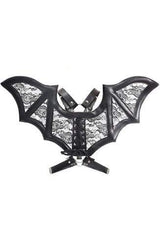 Daisy Corsets Black/Black Faux Leather & Lace Wing Harness - Daisy Corsets - Flyclothing LLC