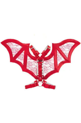 Daisy Corsets Red/Red Faux Leather & Lace Wing Harness - Daisy Corsets - Flyclothing LLC
