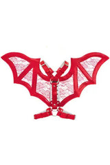 Daisy Corsets Red/Red Faux Leather & Lace Wing Harness - Daisy Corsets - Flyclothing LLC