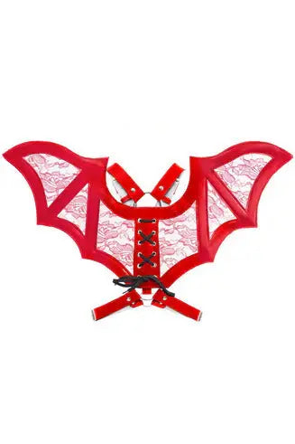 Daisy Corsets Red/Red Faux Leather & Lace Wing Harness - Daisy Corsets - Flyclothing LLC
