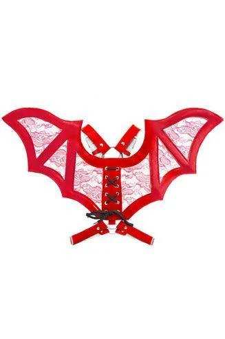 Daisy Corsets Red/Red Faux Leather & Lace Wing Harness - Daisy Corsets - Flyclothing LLC