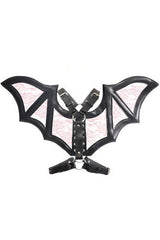 Daisy Corsets Black/Pink Faux Leather & Lace Wing Harness