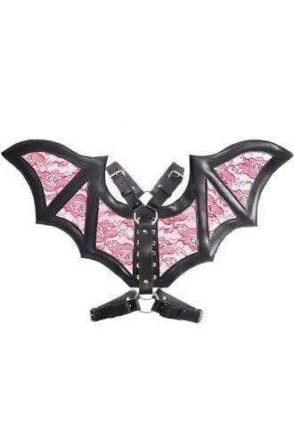 Daisy Corsets Black/Red Faux Leather & Lace Wing Harness - Daisy Corsets - Flyclothing LLC