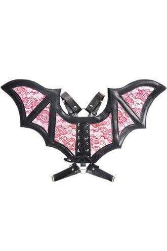 Daisy Corsets Black/Red Faux Leather & Lace Wing Harness - Daisy Corsets - Flyclothing LLC