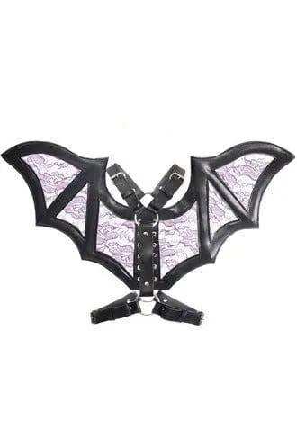 Daisy Corsets Black/Purple Faux Leather & Lace Wing Harness - Daisy Corsets - Flyclothing LLC