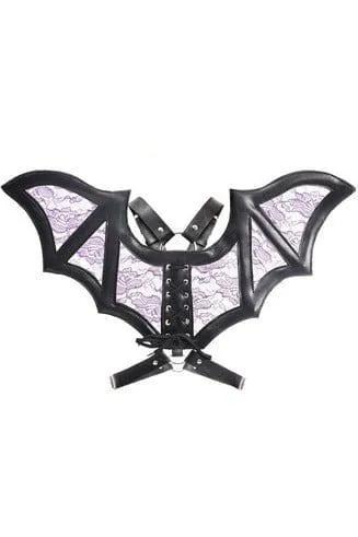 Daisy Corsets Black/Purple Faux Leather & Lace Wing Harness - Daisy Corsets
