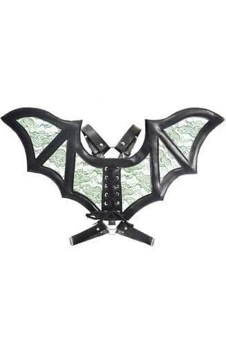 Daisy Corsets Black/Green Faux Leather & Lace Wing Harness - Daisy Corsets