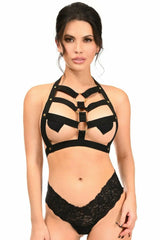 Black Stretchy Body Harness w/Gold Hardware - Daisy Corsets - Flyclothing LLC