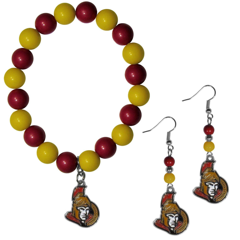 Ottawa Senators® Fan Bead Earrings and Bracelet Set - Siskiyou Buckle