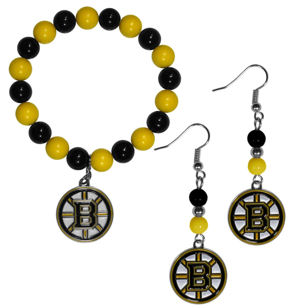 Boston Bruins® Fan Bead Earrings and Bracelet Set - Flyclothing LLC