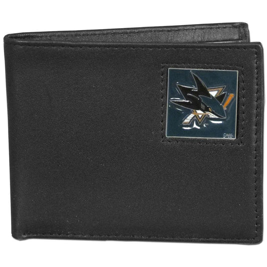 San Jose Sharks® Leather Bi-fold Wallet Packaged in Gift Box - Flyclothing LLC