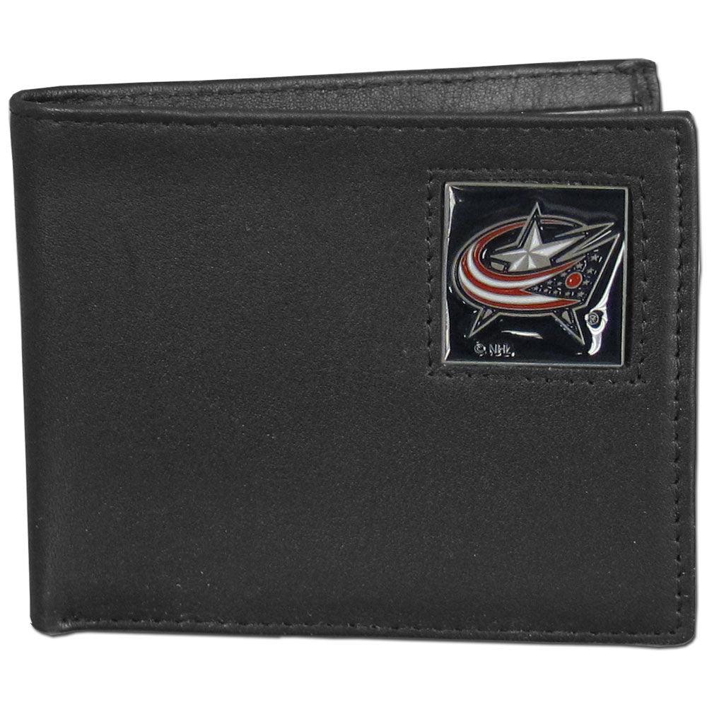 Columbus Blue Jackets® Leather Bi-fold Wallet Packaged in Gift Box - Flyclothing LLC