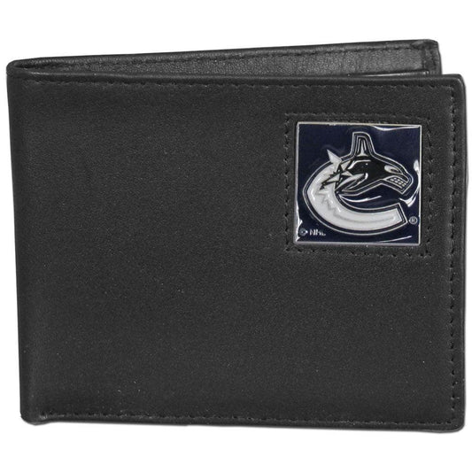 Vancouver Canucks® Leather Bi-fold Wallet Packaged in Gift Box - Flyclothing LLC