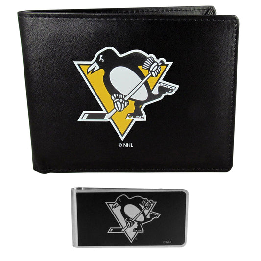 Pittsburgh Penguins Bi-fold Wallet & Black Money Clip - Flyclothing LLC