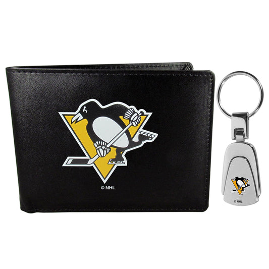 Pittsburgh Penguins Bi-fold Wallet & Steel Key Chain - Siskiyou Buckle