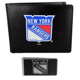 New York Rangers Bi-fold Wallet & Black Money Clip - Siskiyou Buckle