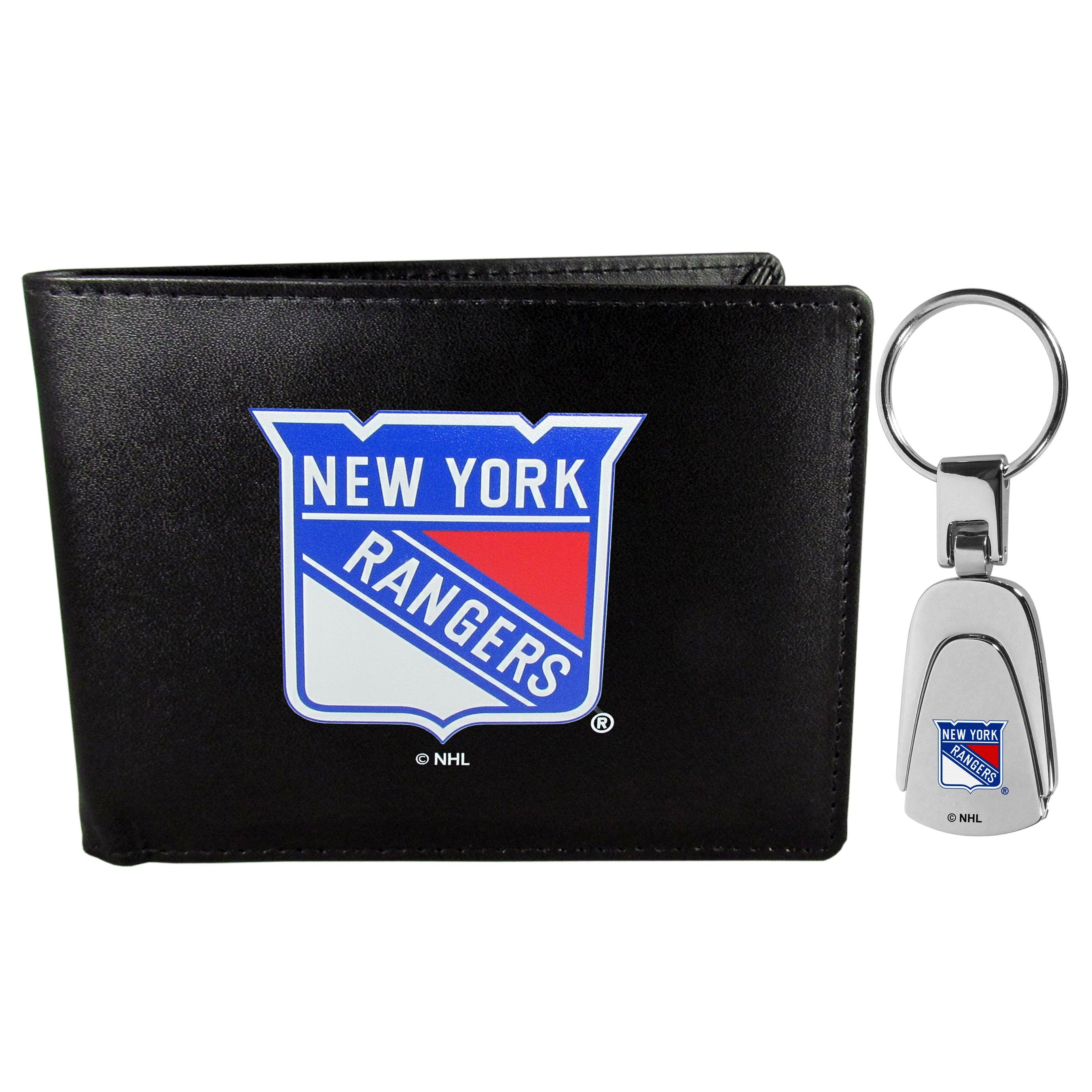New York Rangers Bi-fold Wallet & Steel Key Chain - Flyclothing LLC