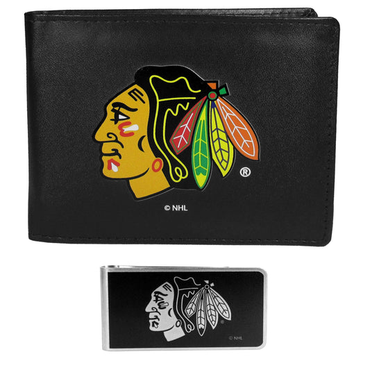 Chicago Blackhawks Bi-fold Wallet & Black Money Clip - Siskiyou Buckle