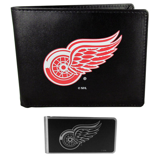 Detroit Red Wings Bi-fold Wallet & Black Money Clip - Siskiyou Buckle
