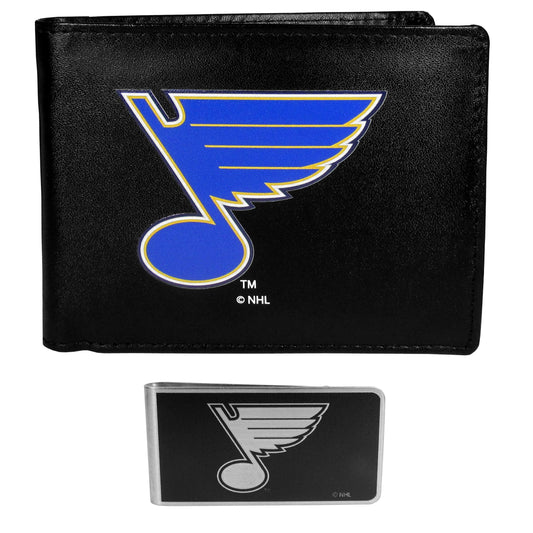 St. Louis Blues Bi-fold Wallet & Black Money Clip - Flyclothing LLC