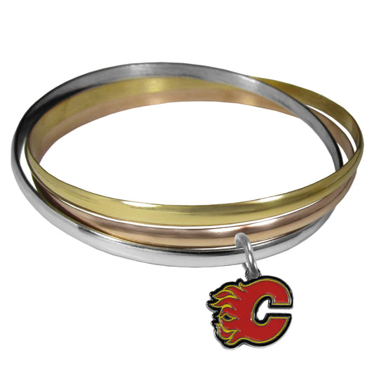 Calgary Flames® Tri-color Bangle Bracelet - Flyclothing LLC