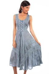 Scully ASH GREY LACE FRONT DRESS - Scully Leather - Flyclothing LLC