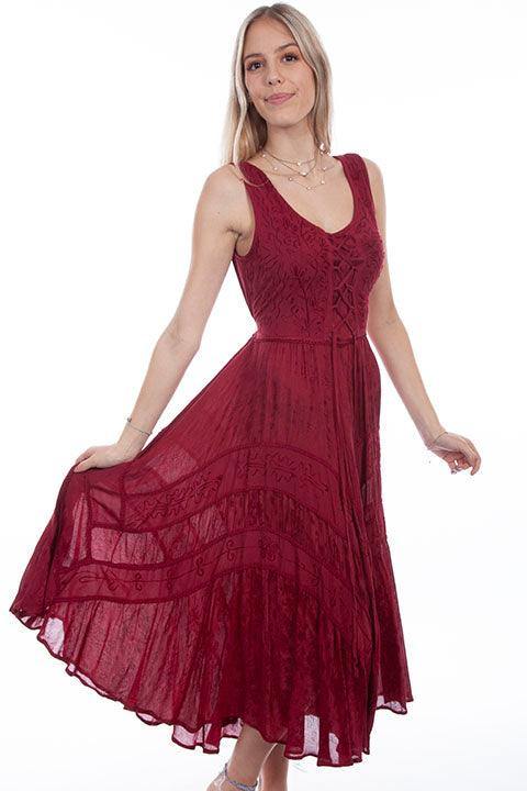 Scully BURGUNDY LACE FRONT DRESS - Scully Leather