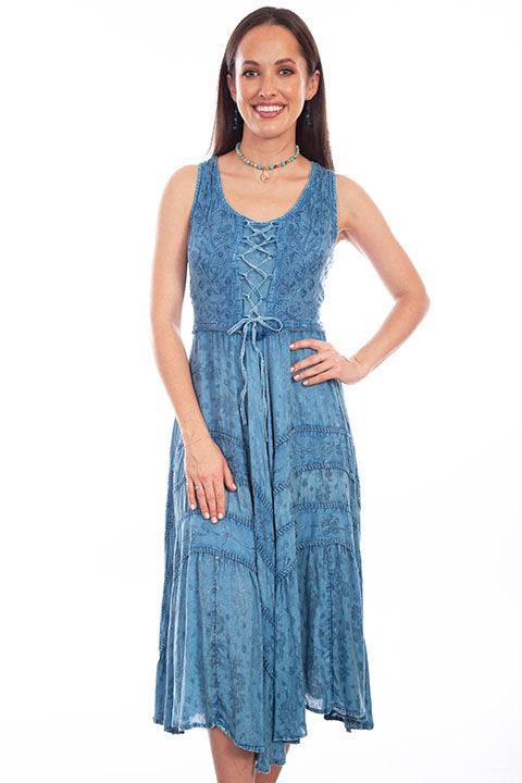 Scully Leather Light Denim Lace Front Dress - Scully Leather