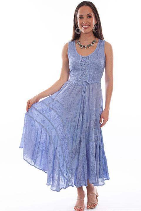 Scully Leather Light Sky Blue Lace Front Dress - Scully Leather - Flyclothing LLC