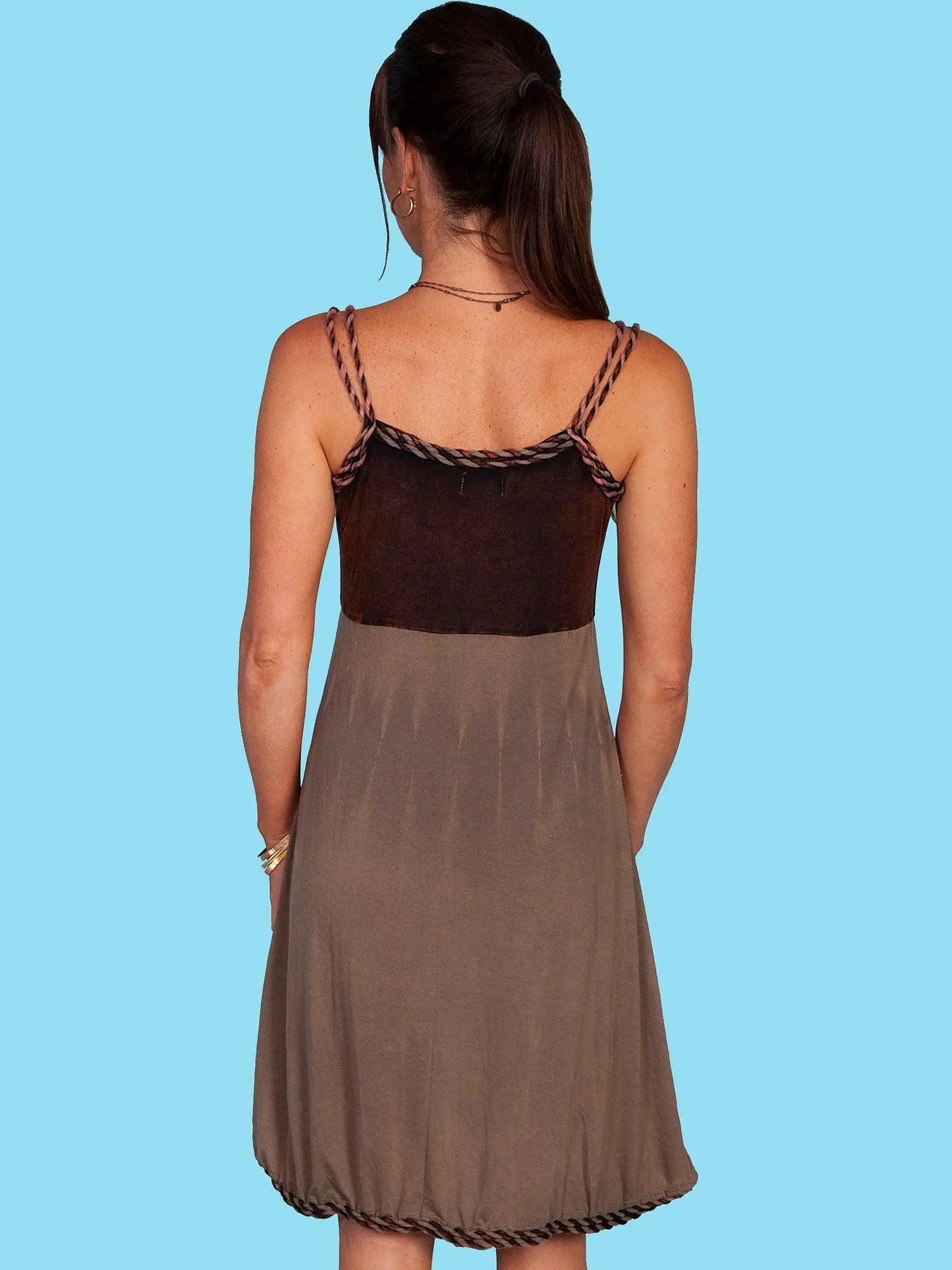 Scully BROWN COTTON EMB. DRESS - Scully Leather - Flyclothing LLC