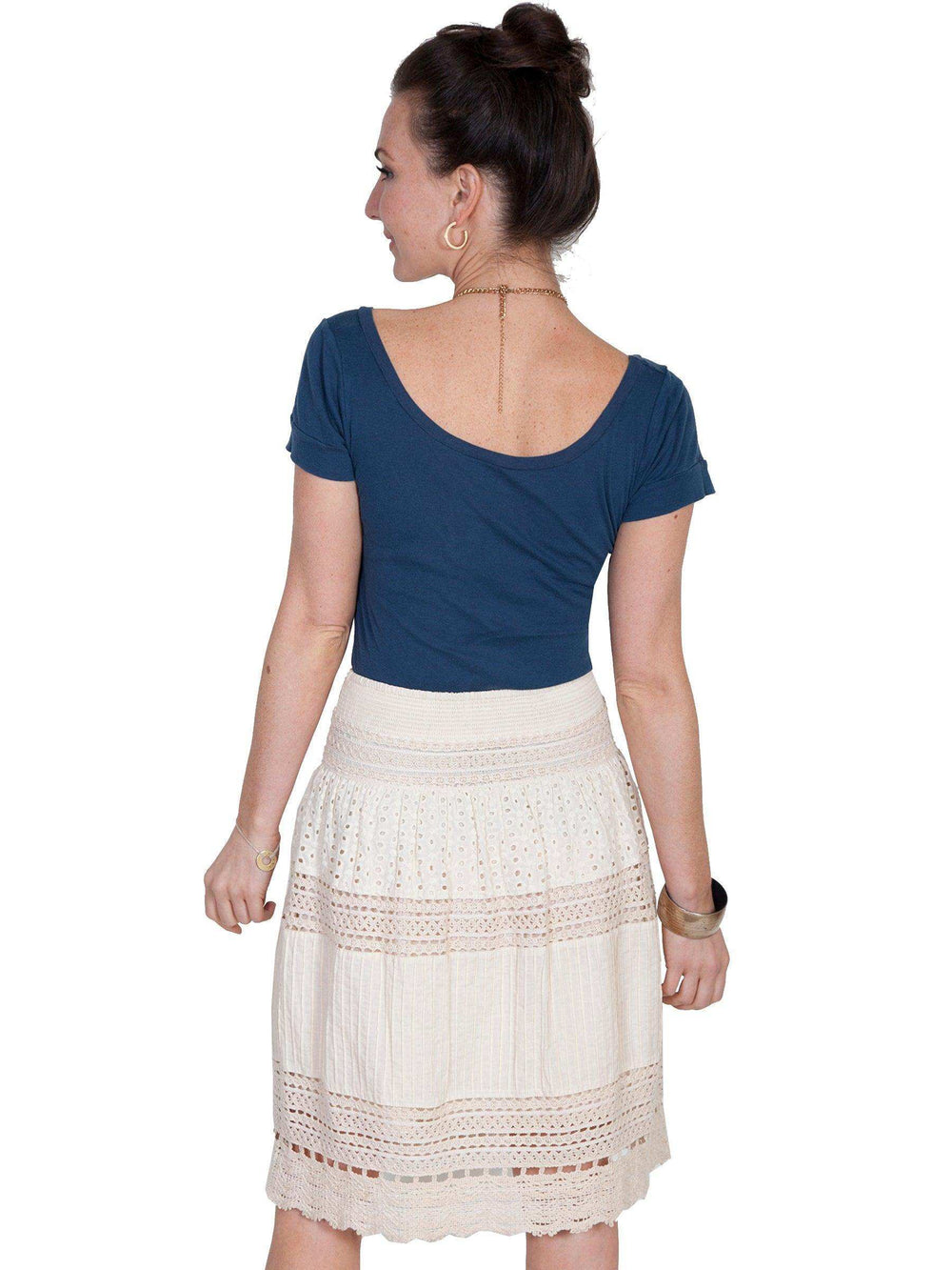 Scully IVORY MULTI PANEL SHORT SKIRT - Scully Leather - Flyclothing LLC