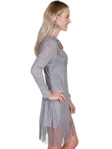 Scully GREY LACE/FRINGE DRESS W/KNIT SLEEVES - Scully Leather - Flyclothing LLC