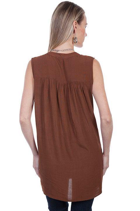 Scully CINNAMON S/L TIE FRONT TUNIC - Scully Leather