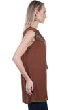 Scully CINNAMON S/L TIE FRONT TUNIC - Scully Leather