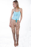 Scully SAND CHIFFON PANEL/LACE BOTTOM PANTS - Scully Leather
