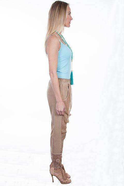 Scully SAND CHIFFON PANEL/LACE BOTTOM PANTS - Scully Leather - Flyclothing LLC