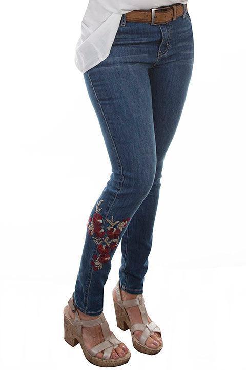 Scully DENIM FLORAL EMBROIDERED JEANS - Flyclothing LLC