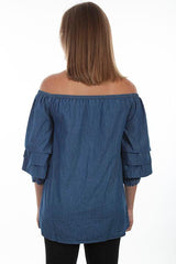 Scully BLUE CABBAGE SLEEVE BLOUSE - Flyclothing LLC