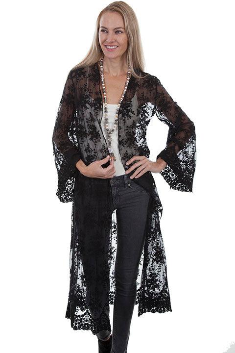 Scully BLACK LONG SLEEVE LACE CARDIGAN - Flyclothing LLC