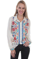 Scully MUSHROOM L/S MULTI COLORED EMB. BLOUSE - Flyclothing LLC
