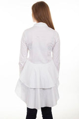 Scully WHITE HI/LO LAYERED BOTTOM L/S BLOUSE - Flyclothing LLC