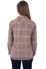 Scully PURPLE-RED LADIES CORDUROY PLAID BLOUSE - Scully Leather - Flyclothing LLC