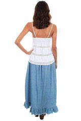 Scully LIGHT BLUE HI/LO RUFFLED DENIM SKIRT - Scully Leather - Flyclothing LLC